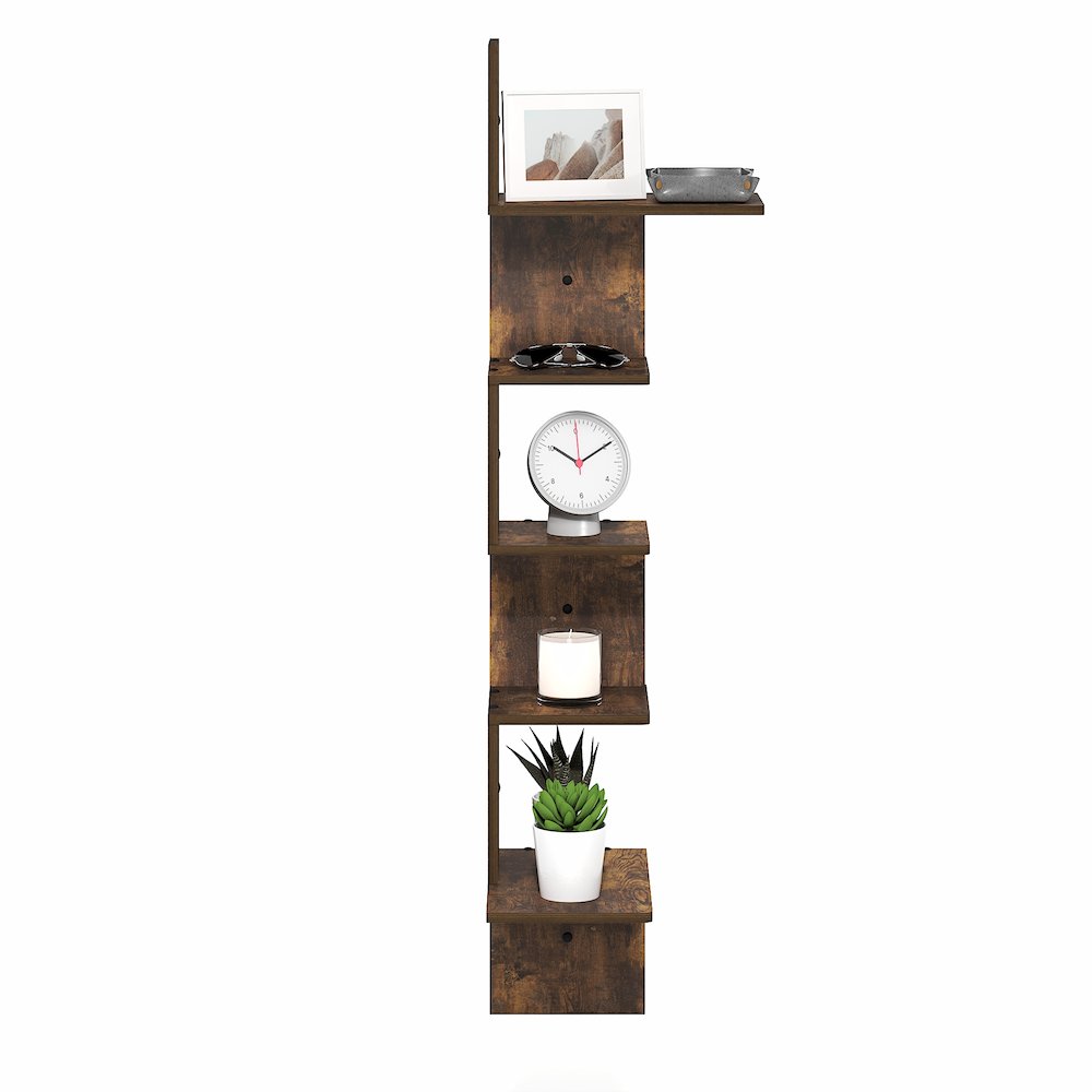 ROSSI Corner Floating Shelves for Wall, 5-Tier Corner Rectangular Wall Shelf