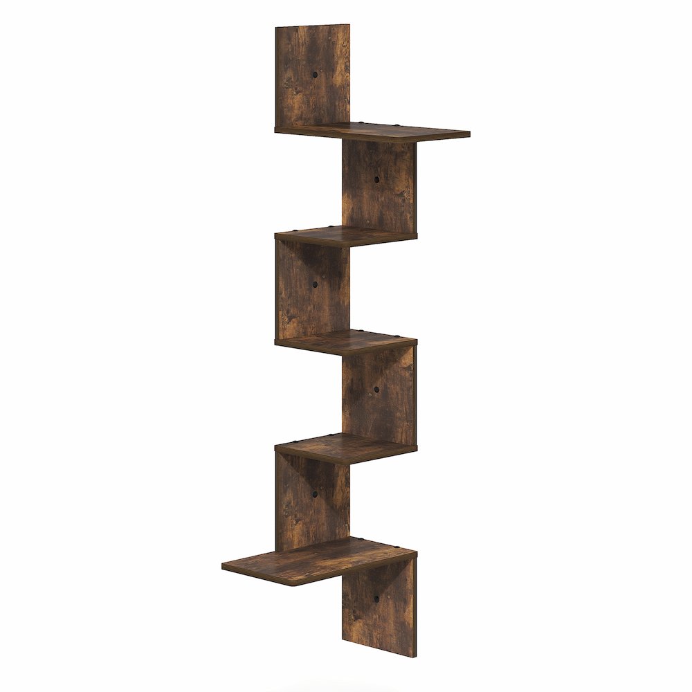 ROSSI Corner Floating Shelves for Wall, 5-Tier Corner Rectangular Wall Shelf