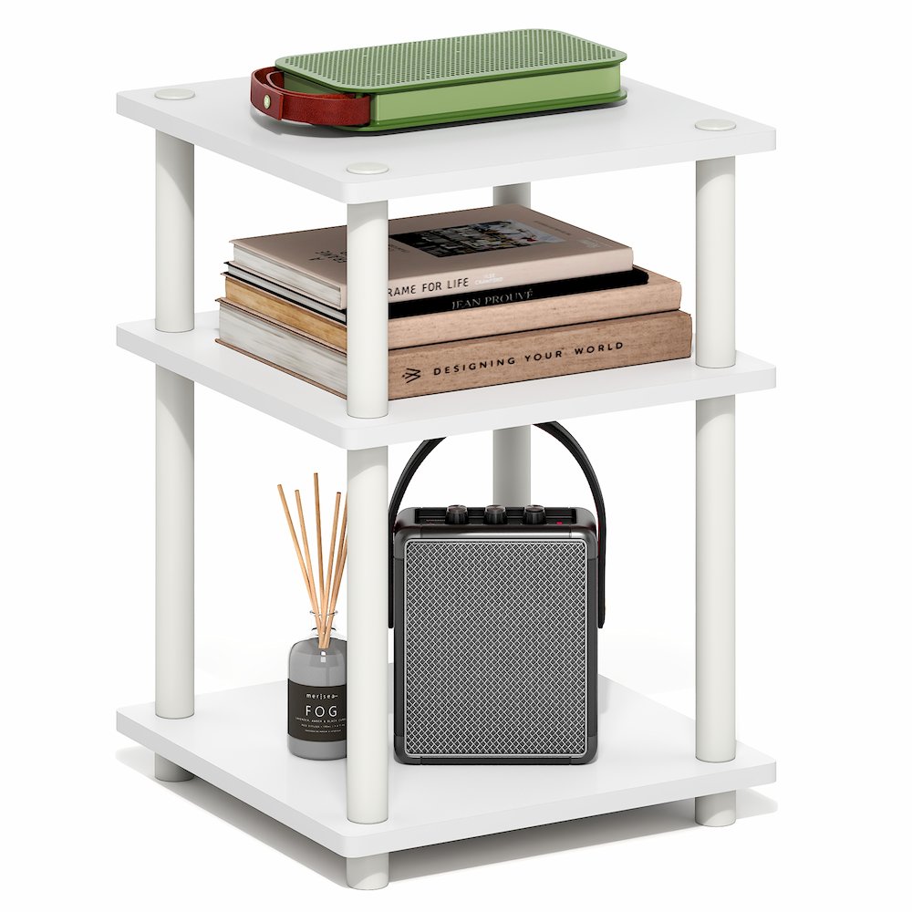 TURN-N-TUBE Side Table, 3-Tier Square Modern End Table, Night Stand