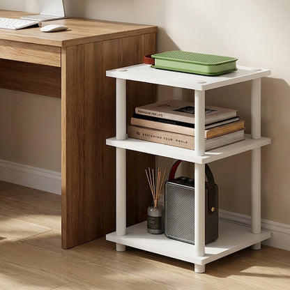 TURN-N-TUBE Side Table, 3-Tier Square Modern End Table, Night Stand
