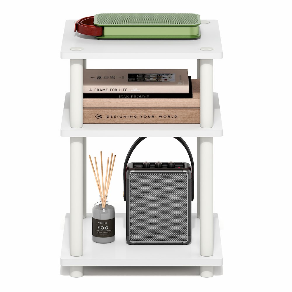 TURN-N-TUBE Side Table, 3-Tier Square Modern End Table, Night Stand