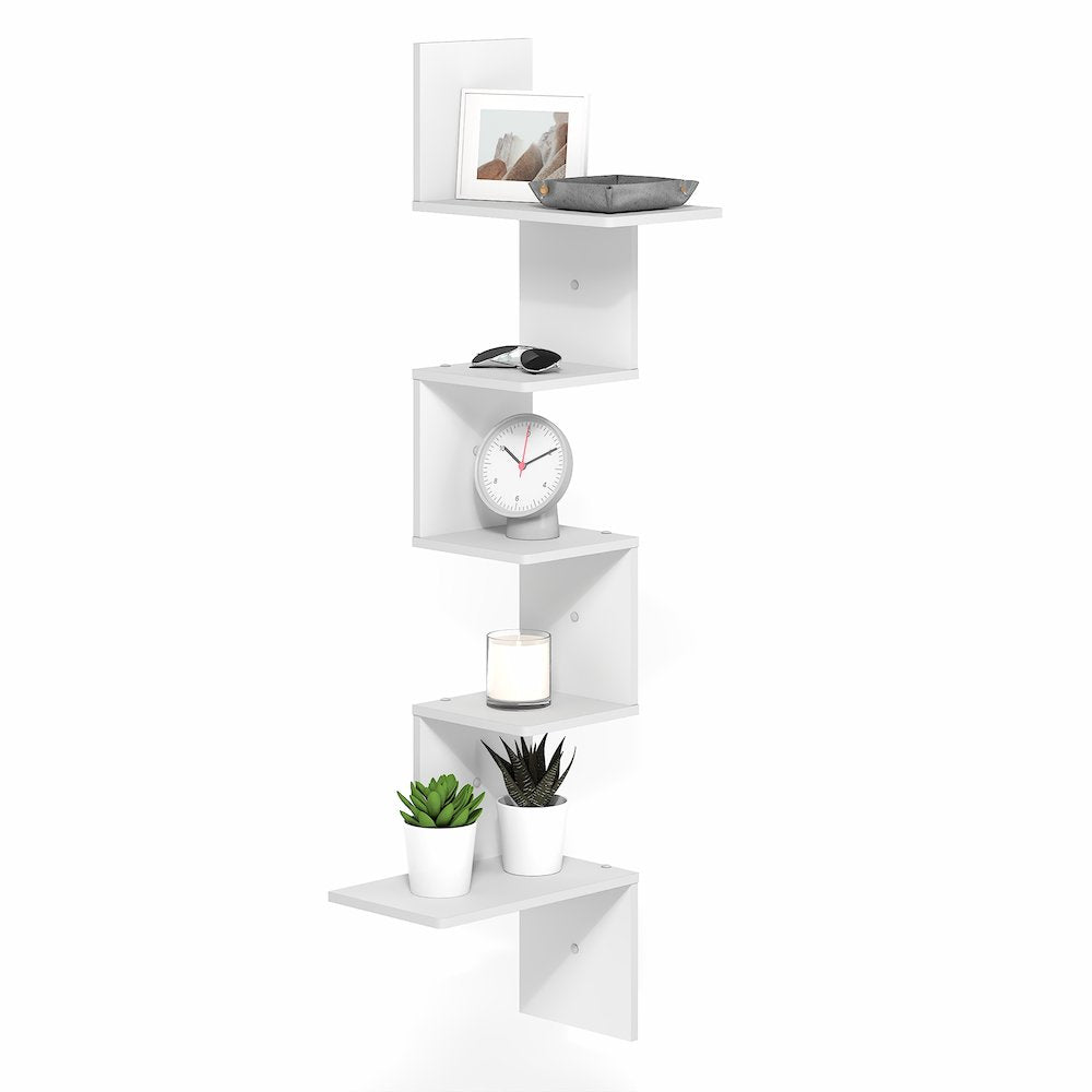 ROSSI Corner Floating Shelves for Wall, 5-Tier Corner Rectangular Wall Shelf