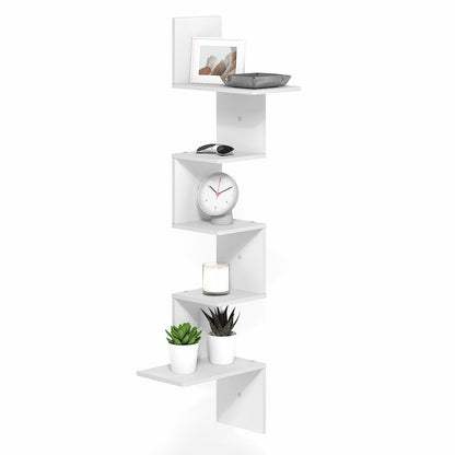 ROSSI Corner Floating Shelves for Wall, 5-Tier Corner Rectangular Wall Shelf