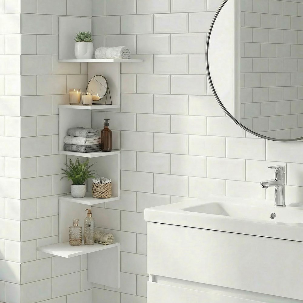 ROSSI Corner Floating Shelves for Wall, 5-Tier Corner Rectangular Wall Shelf