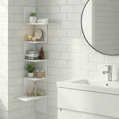 ROSSI Corner Floating Shelves for Wall, 5-Tier Corner Rectangular Wall Shelf