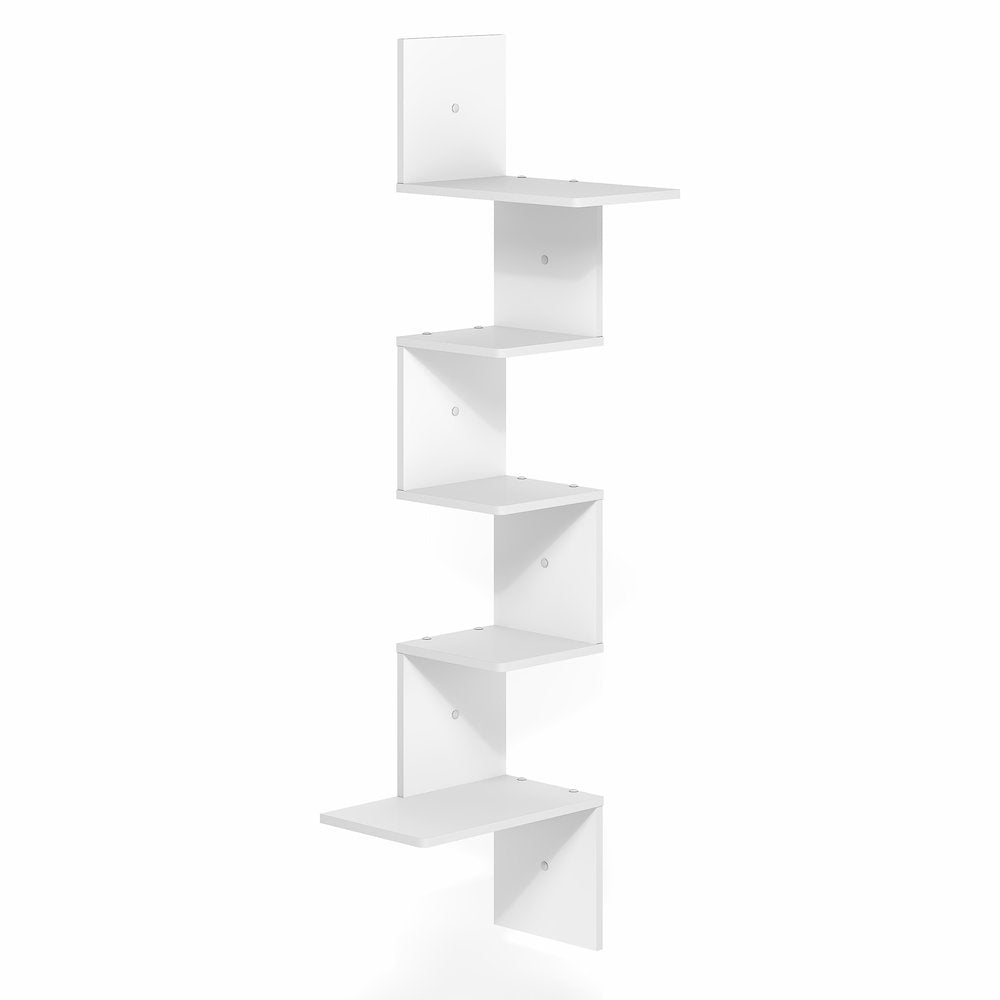 ROSSI Corner Floating Shelves for Wall, 5-Tier Corner Rectangular Wall Shelf
