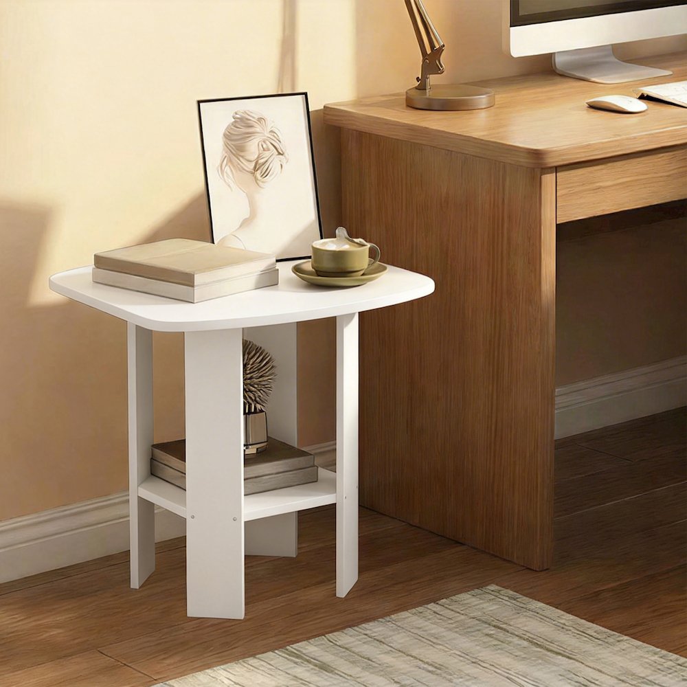 SIMPLE DESIGN Side Table, 2-Tier Square Modern End Table, Bedside Table