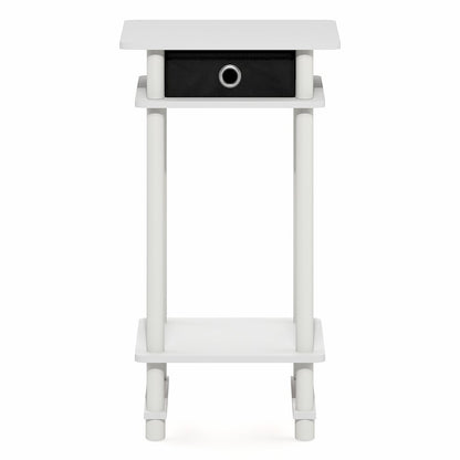 TURN-N-TUBE Side Table, 3-Tier Tall Narrow Modern End Table with Storage Bin