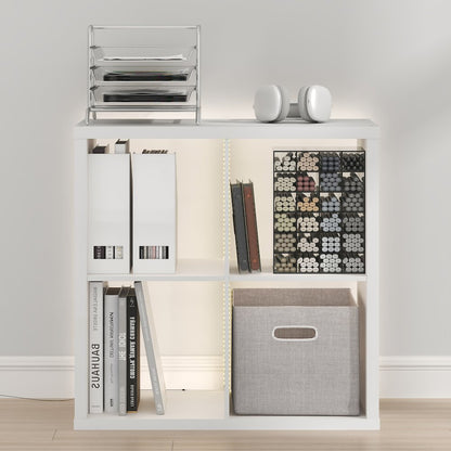 CUBICLE Book Shelf with LED Lights, 4-Cube LED, White