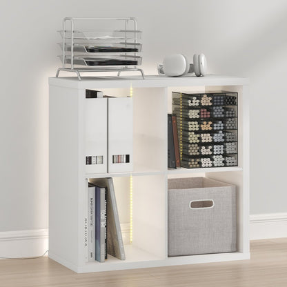 CUBICLE Book Shelf with LED Lights, 4-Cube LED, White