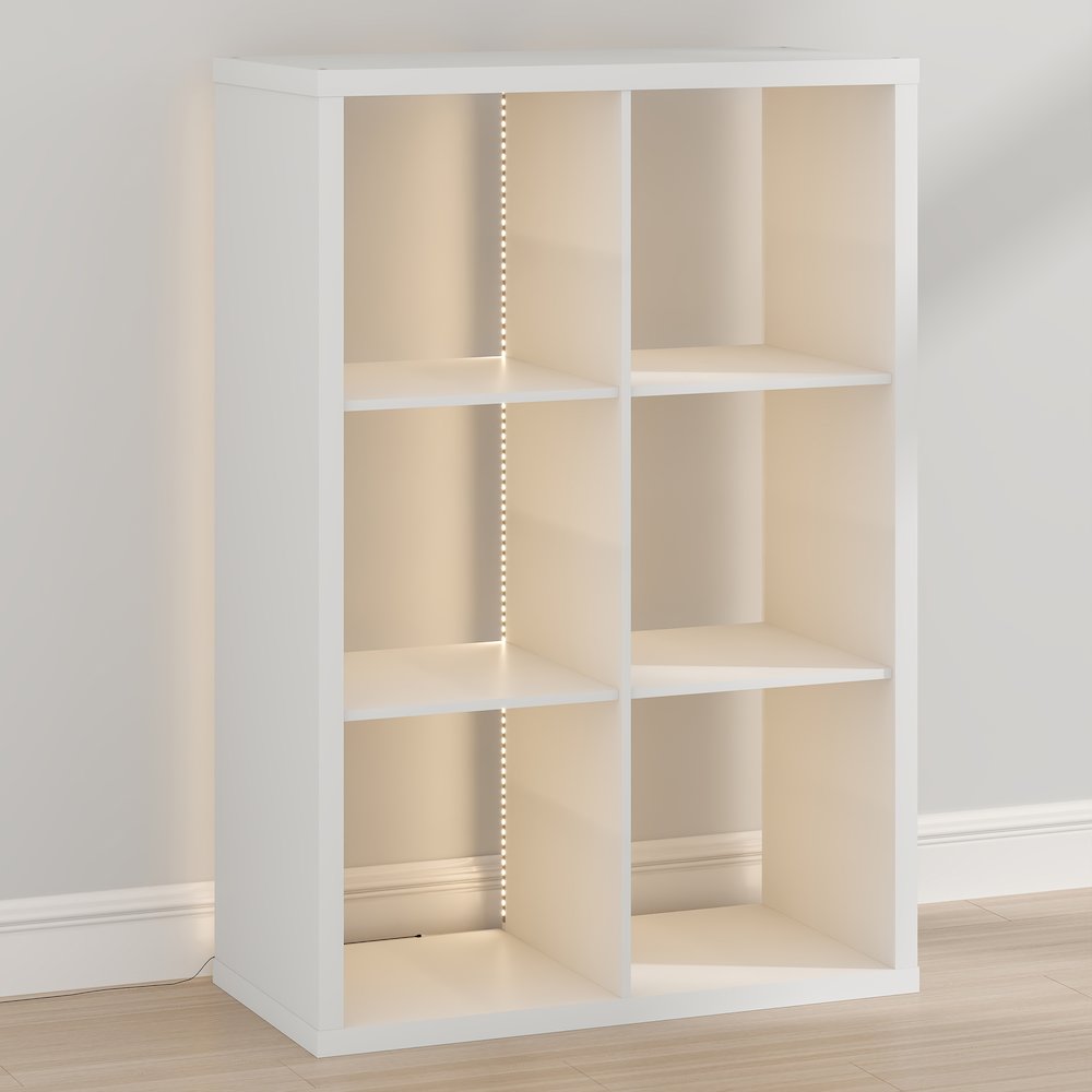 CUBICLE Book Shelf with LED Lights, 6-Cube LED, White