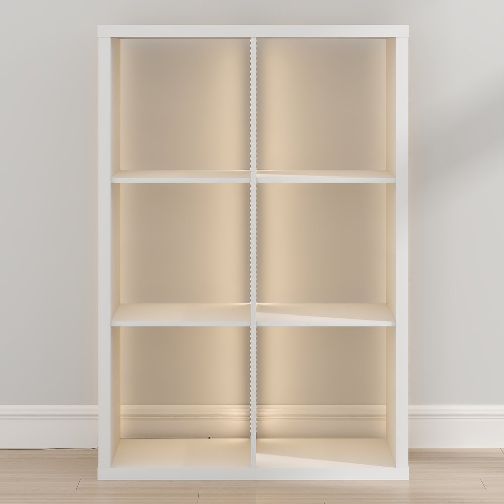 CUBICLE Book Shelf with LED Lights, 6-Cube LED, White