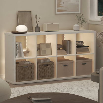 CUBICLE Book Shelf with LED Lights, 8-Cube LED, White