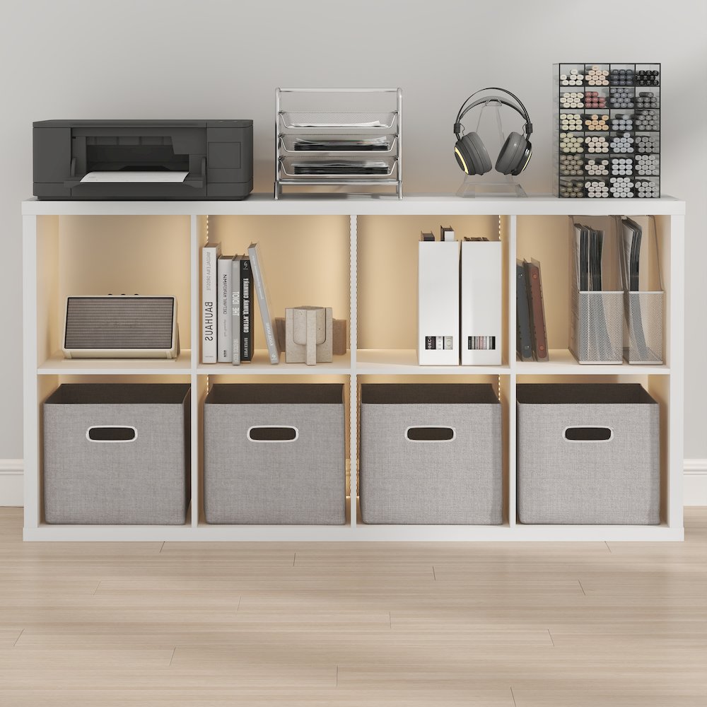 CUBICLE Book Shelf with LED Lights, 8-Cube LED, White