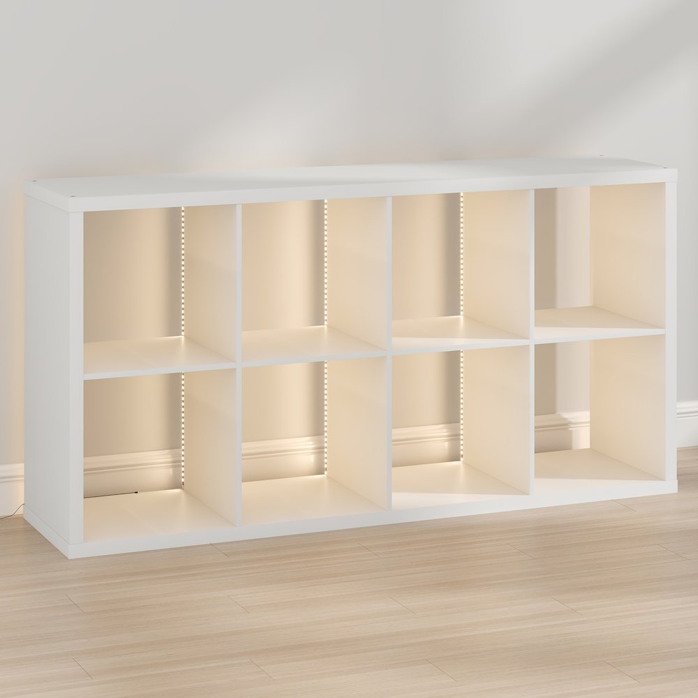 CUBICLE Book Shelf with LED Lights, 8-Cube LED, White