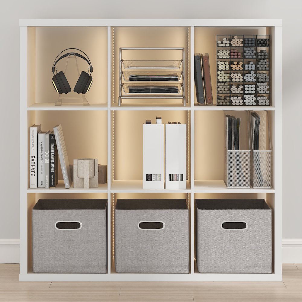 CUBICLE Book Shelf with LED Lights, 9-Cube LED, White