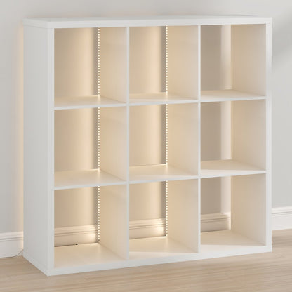CUBICLE Book Shelf with LED Lights, 9-Cube LED, White