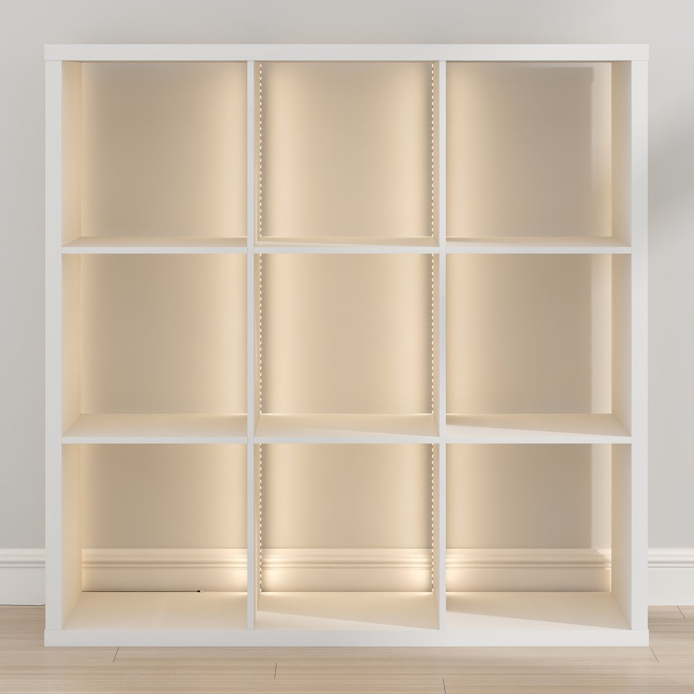CUBICLE Book Shelf with LED Lights, 9-Cube LED, White