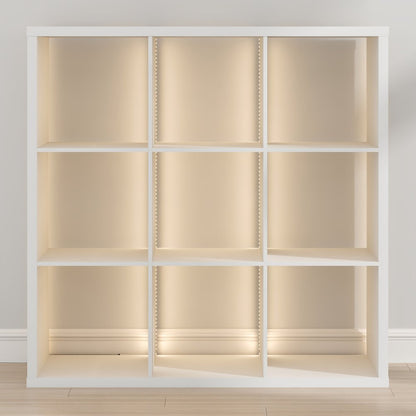 CUBICLE Book Shelf with LED Lights, 9-Cube LED, White