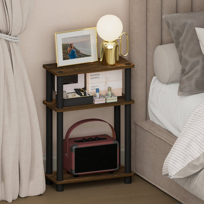 TURN-N-TUBE Narrow Night Stand, 3-Tier Rectangular, Amber Pine