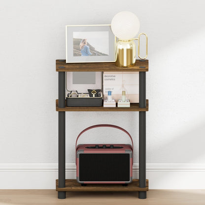 TURN-N-TUBE Narrow Night Stand, 3-Tier Rectangular, Amber Pine