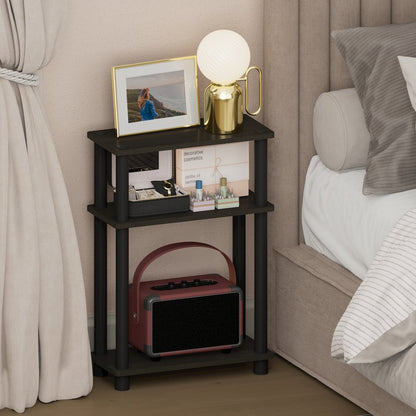 TURN-N-TUBE Narrow Night Stand, 3-Tier Rectangular, Espresso