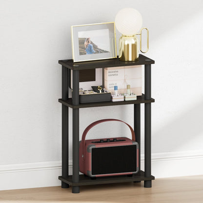 TURN-N-TUBE Narrow Night Stand, 3-Tier Rectangular, Espresso