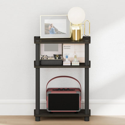 TURN-N-TUBE Narrow Night Stand, 3-Tier Rectangular, Espresso