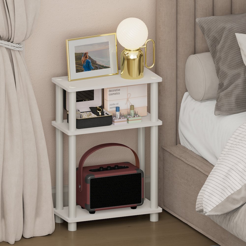 TURN-N-TUBE Narrow Night Stand, 3-Tier Rectangular, White