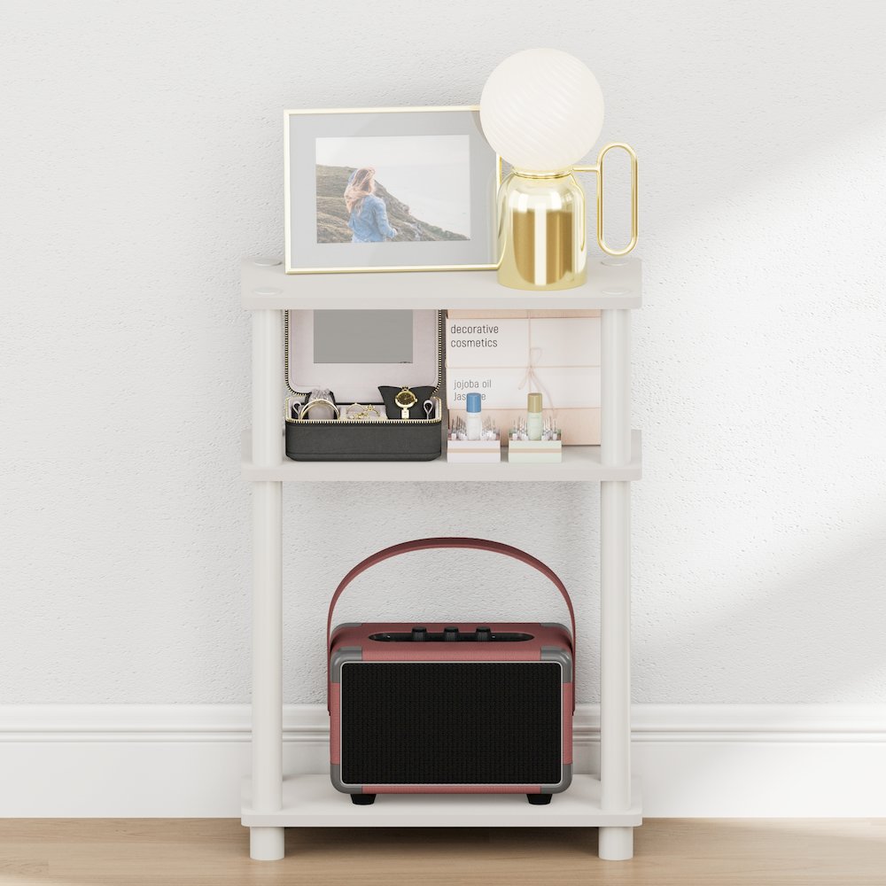 TURN-N-TUBE Narrow Night Stand, 3-Tier Rectangular, White