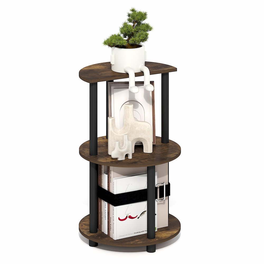 TURN-N-TUBE Side Table, 3-Tier Round Modern End Table, Bedside Table, Open Shelf