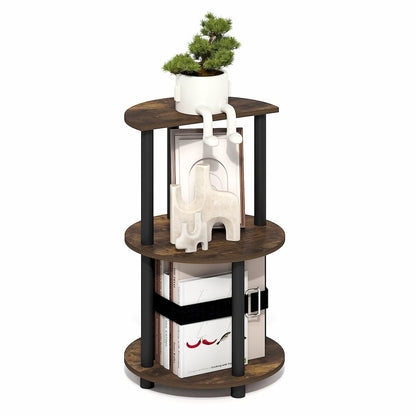 TURN-N-TUBE Side Table, 3-Tier Round Modern End Table, Bedside Table, Open Shelf