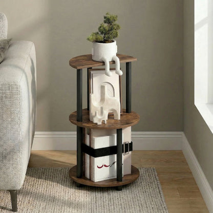 TURN-N-TUBE Side Table, 3-Tier Round Modern End Table, Bedside Table, Open Shelf