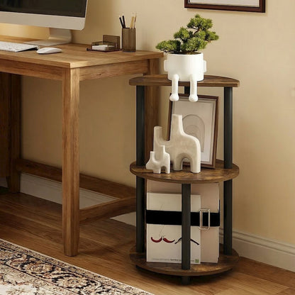 TURN-N-TUBE Side Table, 3-Tier Round Modern End Table, Bedside Table, Open Shelf