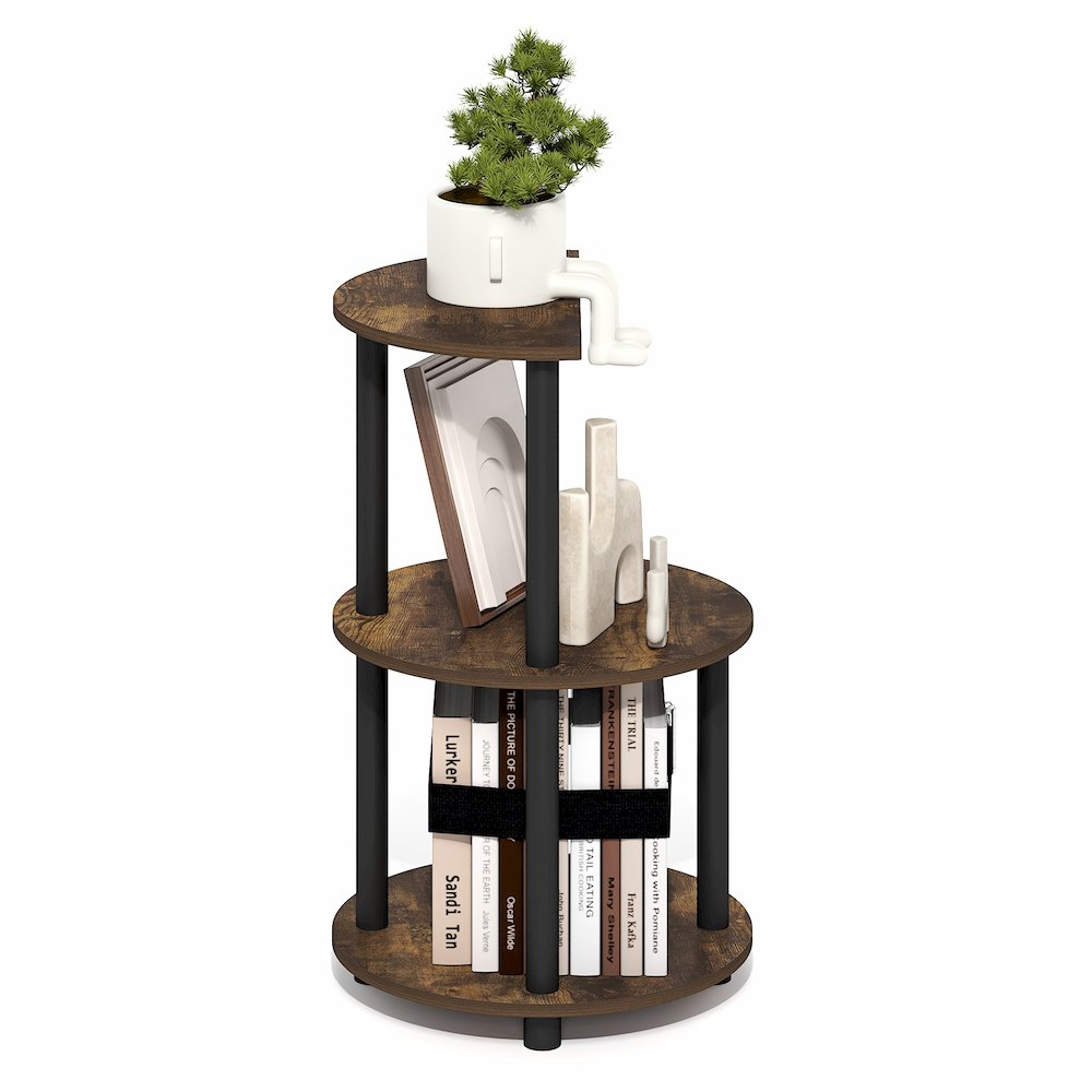 TURN-N-TUBE Side Table, 3-Tier Round Modern End Table, Bedside Table, Open Shelf