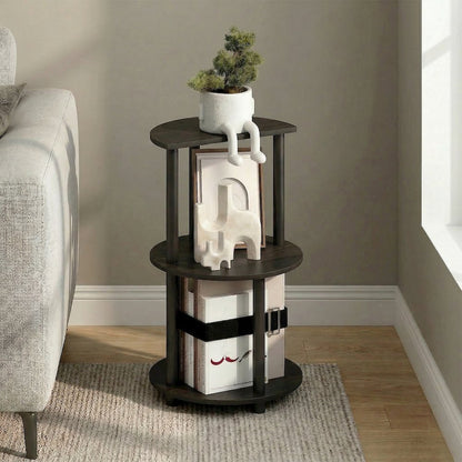 TURN-N-TUBE Side Table, 3-Tier Round Modern End Table, Bedside Table, Open Shelf