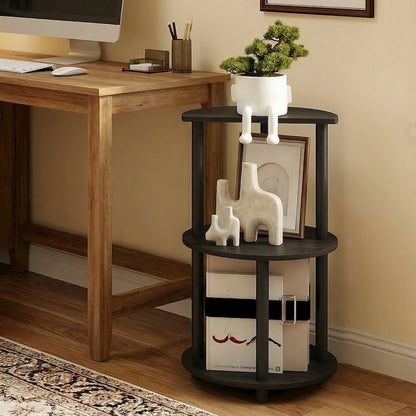 TURN-N-TUBE Side Table, 3-Tier Round Modern End Table, Bedside Table, Open Shelf