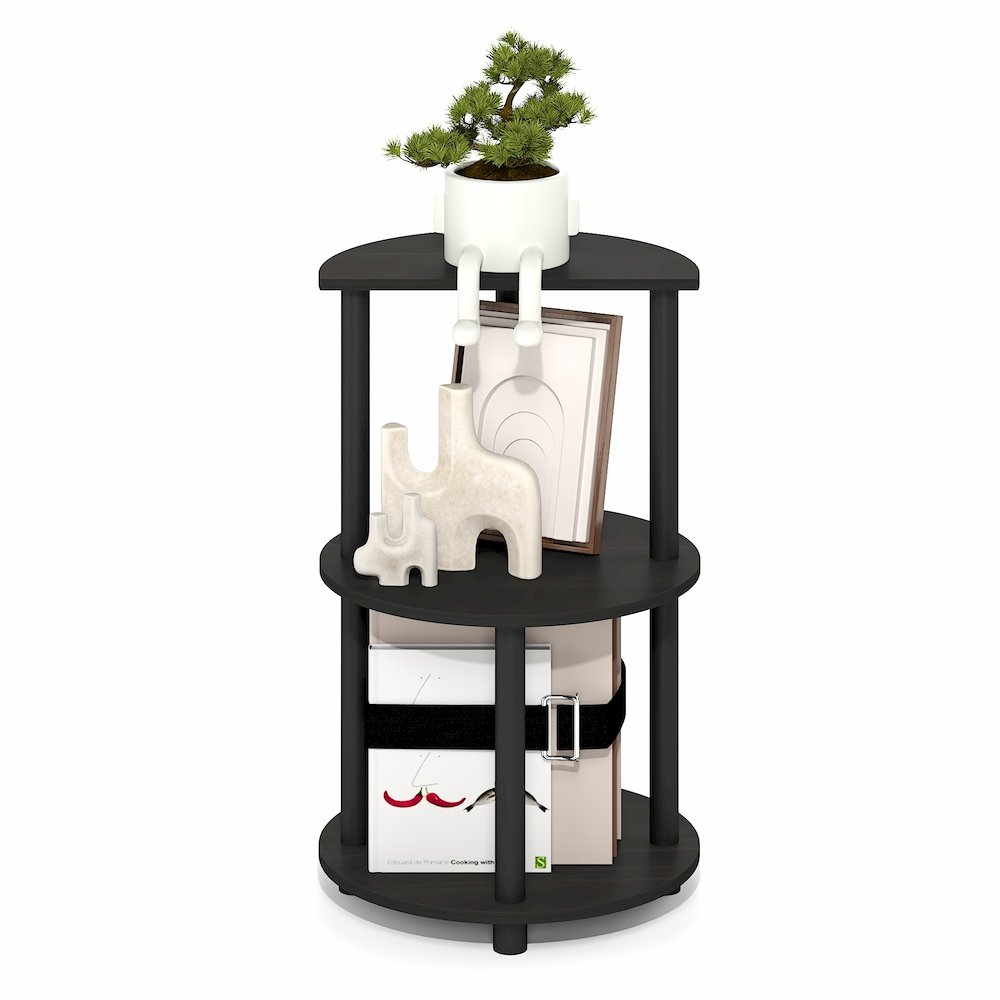 TURN-N-TUBE Side Table, 3-Tier Round Modern End Table, Bedside Table, Open Shelf