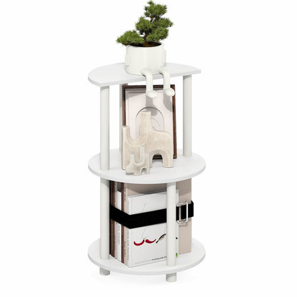 TURN-N-TUBE Side Table, 3-Tier Round Modern End Table, Bedside Table, Open Shelf