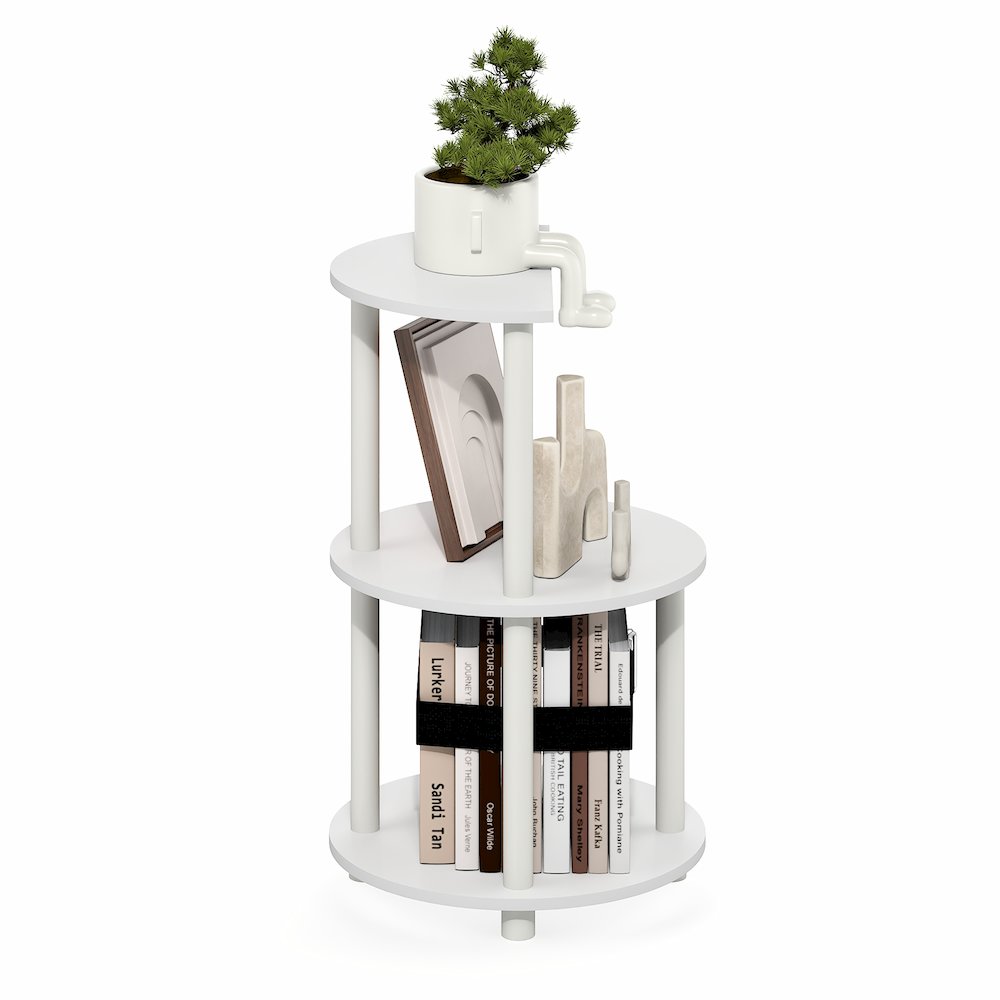 TURN-N-TUBE Side Table, 3-Tier Round Modern End Table, Bedside Table, Open Shelf