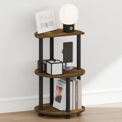 TURN-N-TUBE Night Stand, 3-Tier Round, End Table, Amber Pine