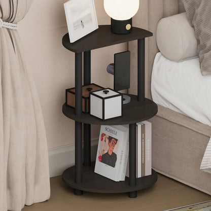 TURN-N-TUBE Night Stand, 3-Tier Round, End Table, Espresso