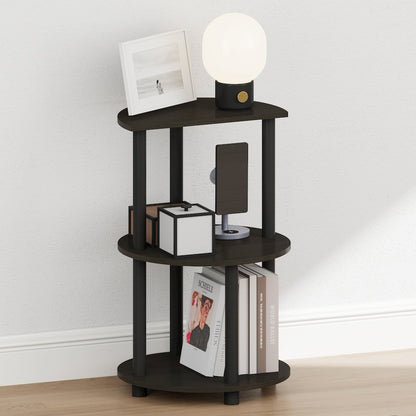 TURN-N-TUBE Night Stand, 3-Tier Round, End Table, Espresso