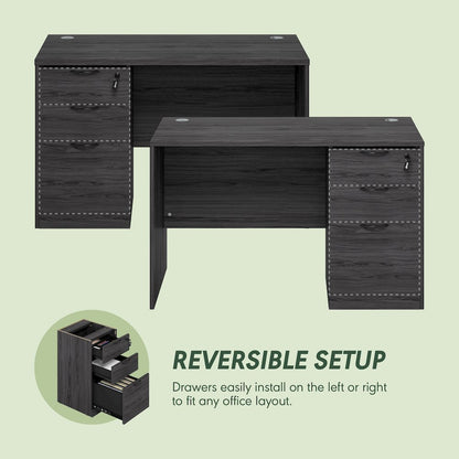 47 Inch Executive Desk with File Cabinet