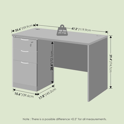 47 Inch Executive Desk with File Cabinet