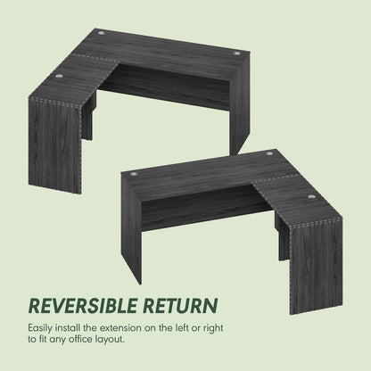 60 Inch L-Shaped Office Desk, Executive Desk with Reversible Desk Return