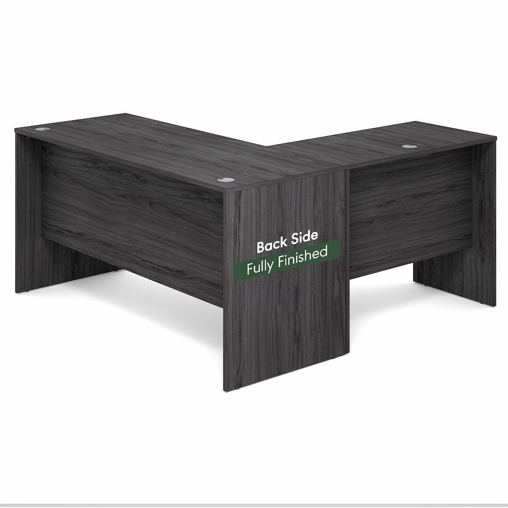 60 Inch L-Shaped Office Desk, Executive Desk with Reversible Desk Return