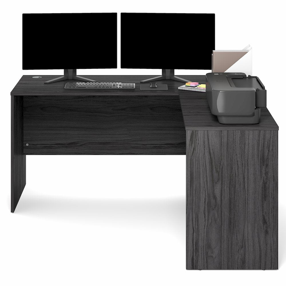 60 Inch L-Shaped Office Desk, Executive Desk with Reversible Desk Return