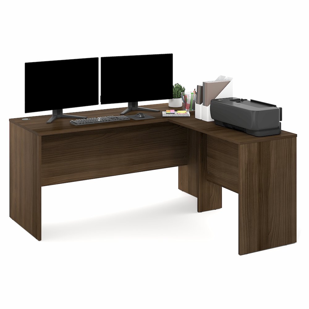 60 Inch L-Shaped Office Desk, Executive Desk with Reversible Desk Return