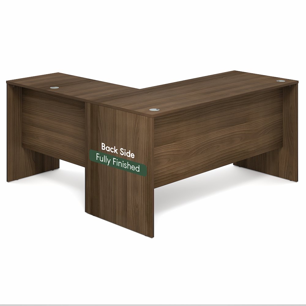 60 Inch L-Shaped Office Desk, Executive Desk with Reversible Desk Return